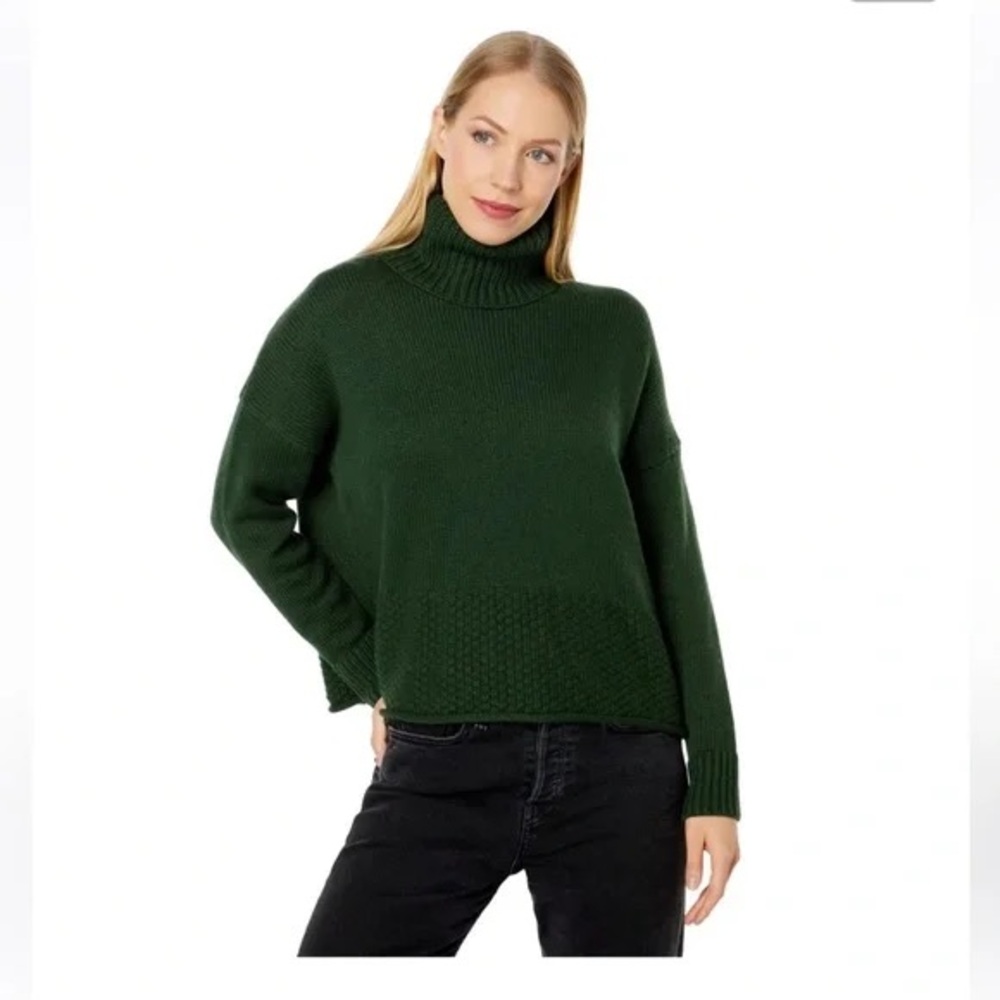 Madewell Corsica Stitch Mix Green Turtleneck Sweater Size Medium